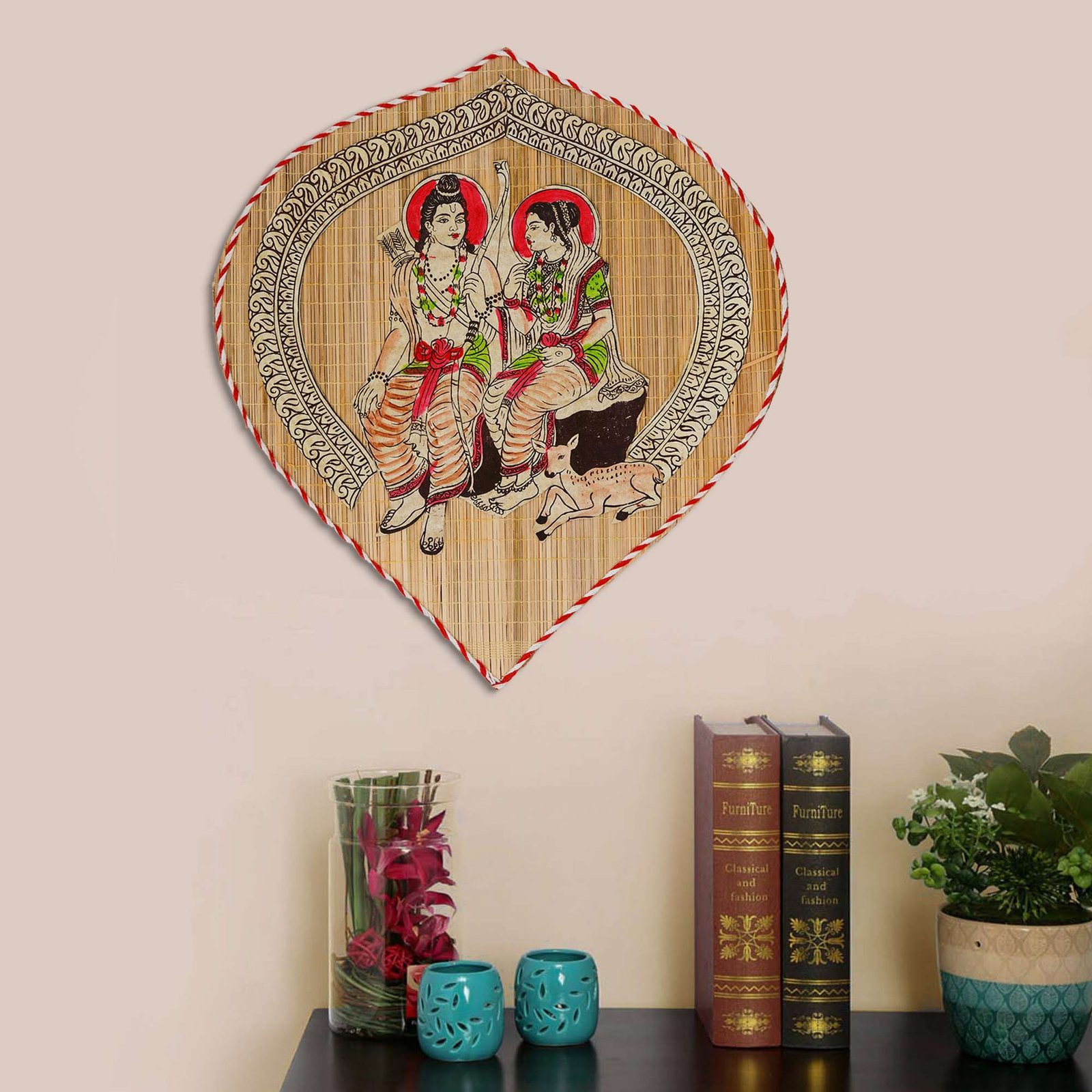 Bamboo Hand Crafted Leaf Design Wall Hangings Of Shri Ram Ji With Janaki Ji For Home D?cor | Bamboo Art For Wall Decor - Image 2