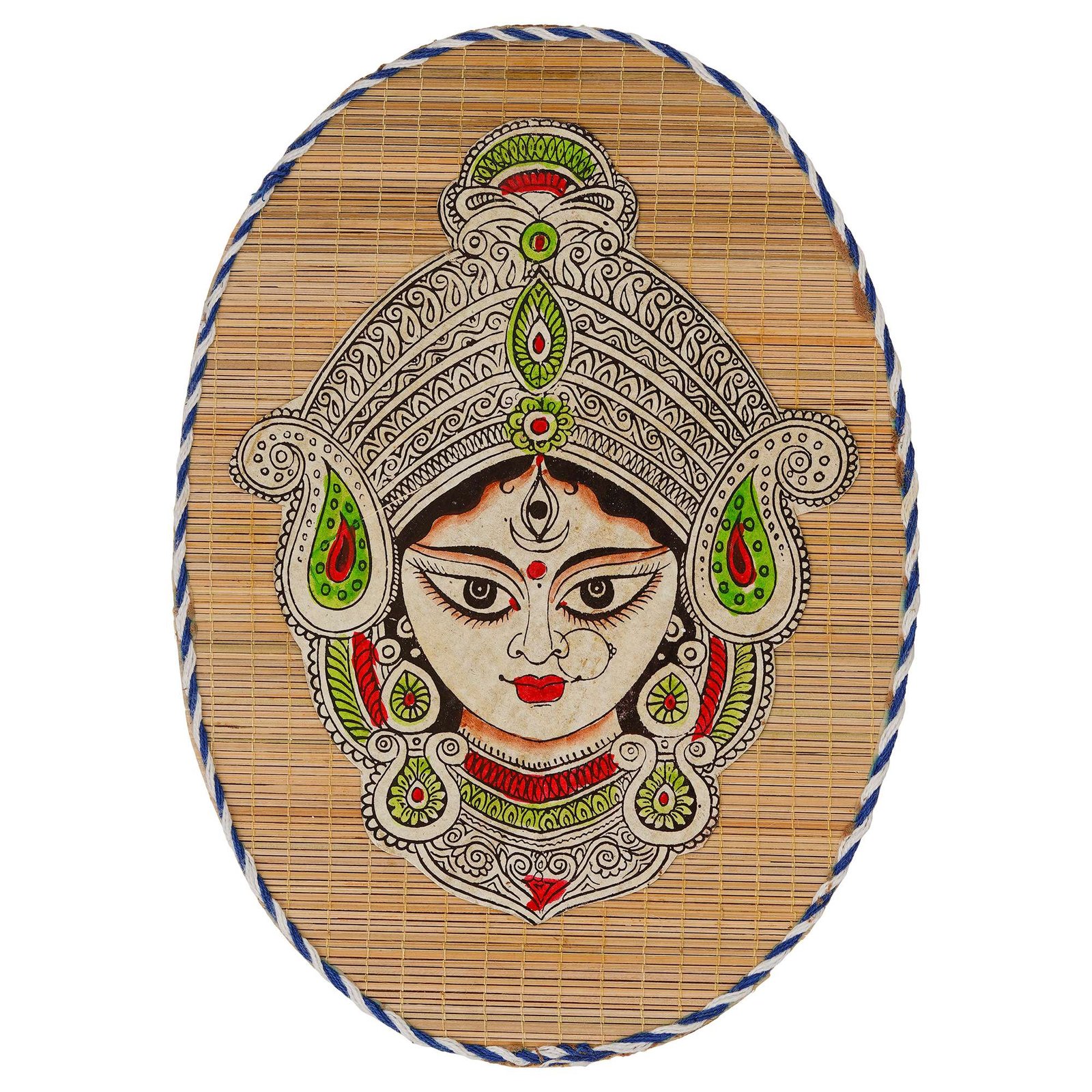 Oval Shaped Design Bamboo Hand Crafted Wall Hangings Of Durga Maa For Home D?cor | Bamboo Art For Wall Decor - Image 2