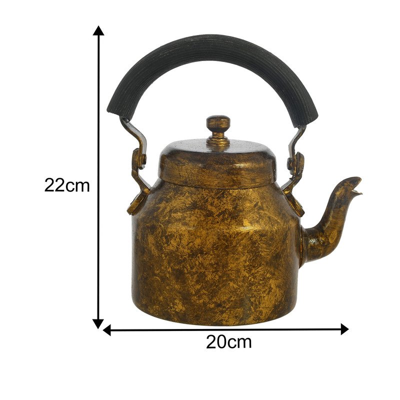 HandPainted Alluminium  Tea Kettle with 6 Glasses and Wooden Tray For Home Décor , Tea Party , Serving - Image 4