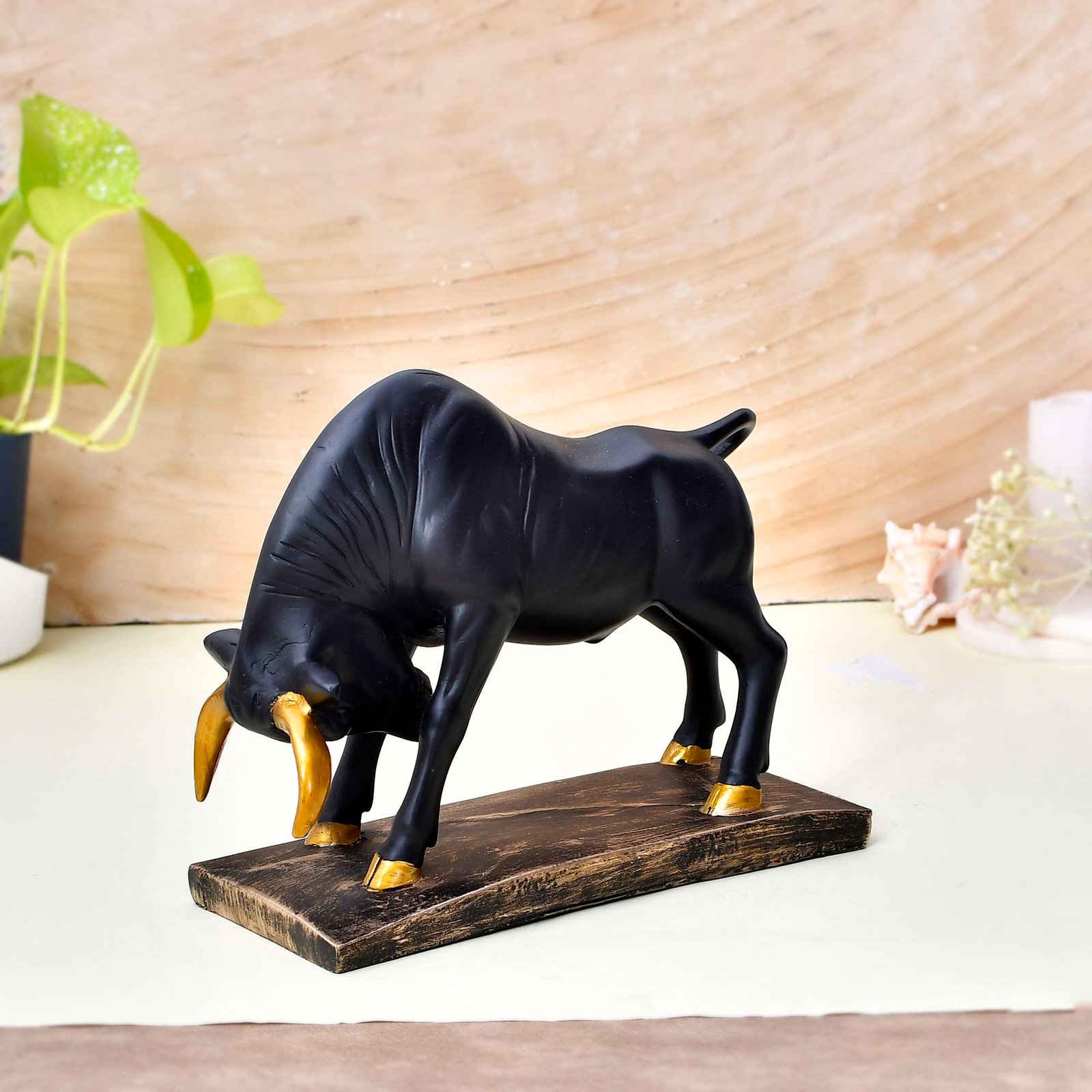Antique Geometric Statue Bull Sculpture - Image 3