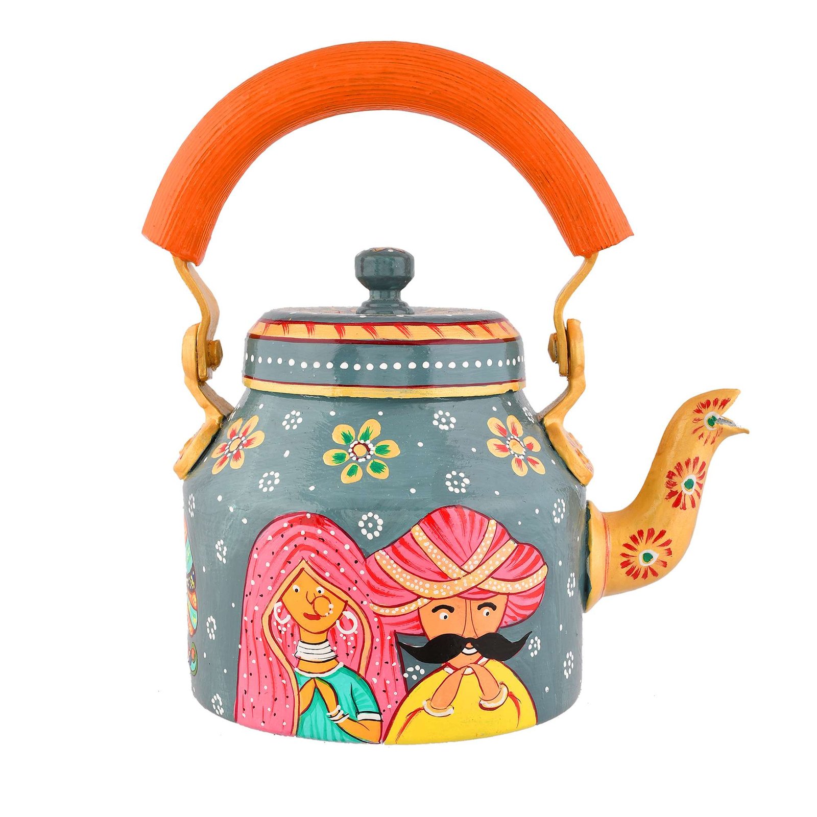 Hand-Painted Aluminium Tea Kettle - 750 ml for kitchen décor Home Décor , Tea Party , Serving - Image 2