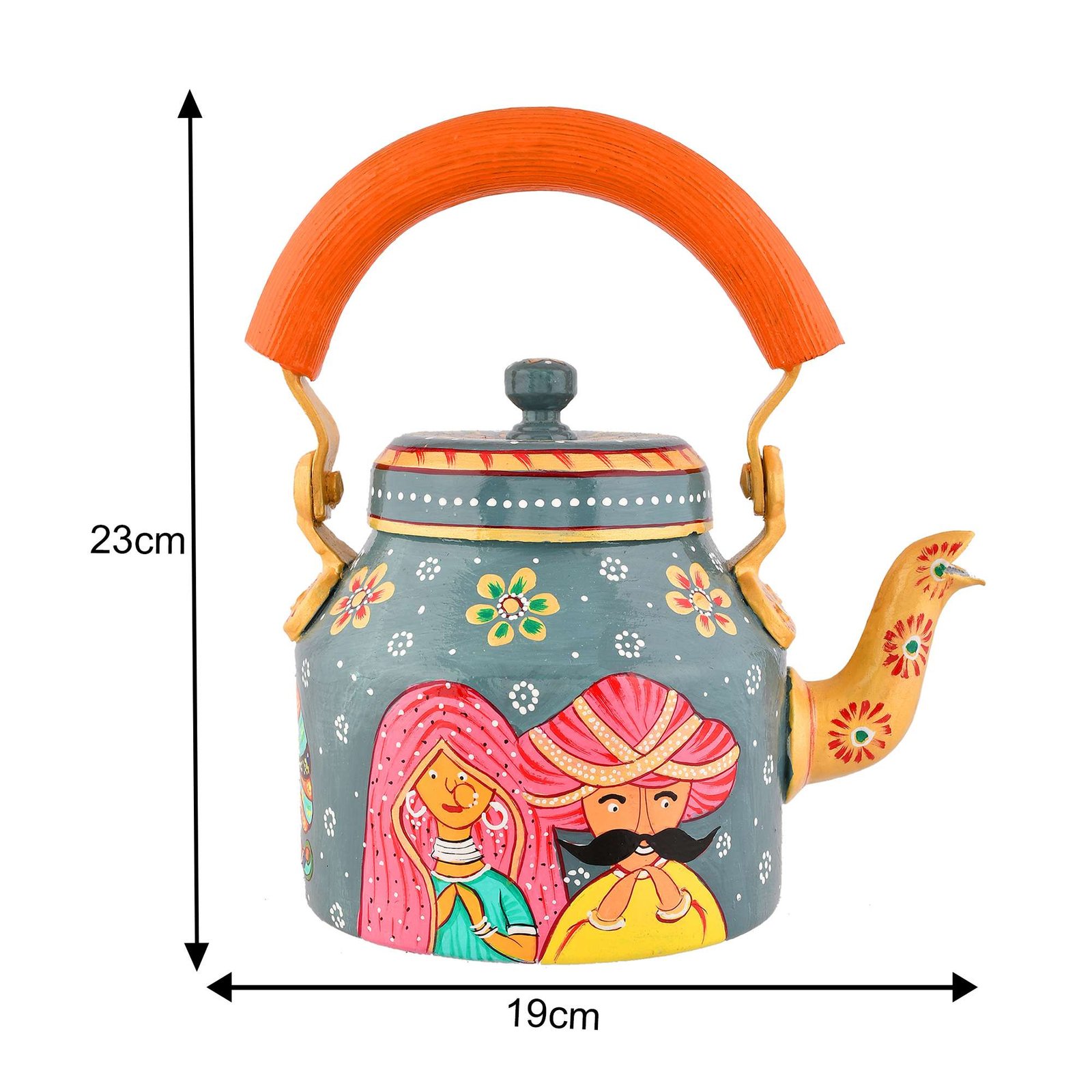 Hand-Painted Aluminium Tea Kettle - 750 ml for kitchen décor Home Décor , Tea Party , Serving - Image 4