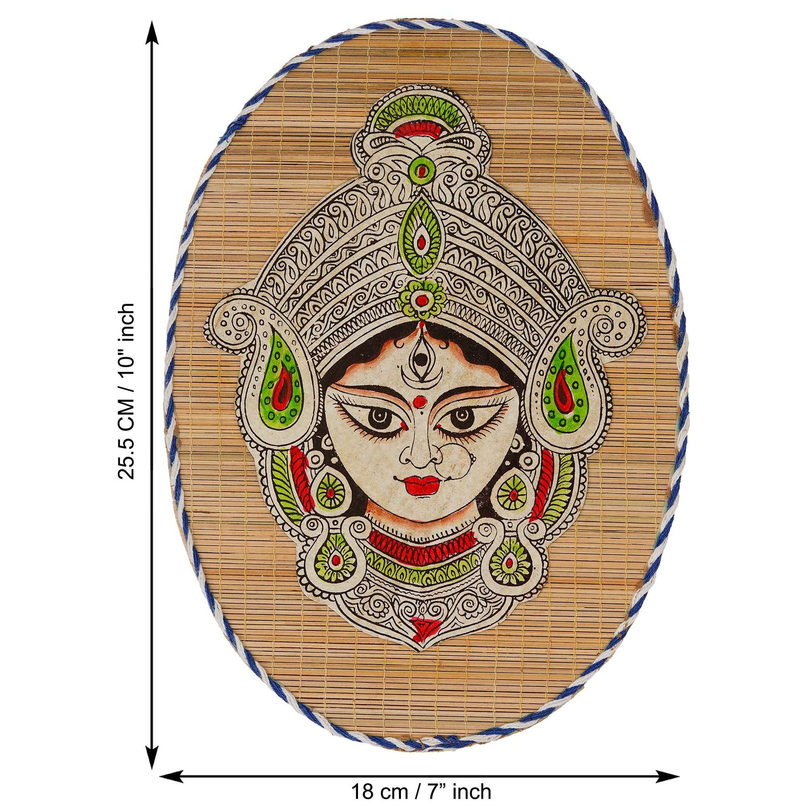 Oval Shaped Design Bamboo Hand Crafted Wall Hangings Of Durga Maa For Home D?cor | Bamboo Art For Wall Decor - Image 3