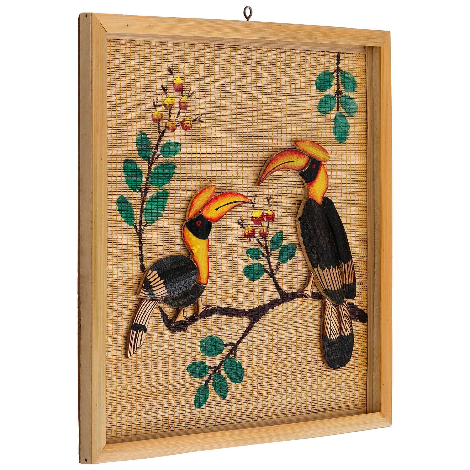 Bamboo Art Couple Hornbill Painting For Home D?cor | Bamboo Art Gift For Multiple Occasions - Image 3