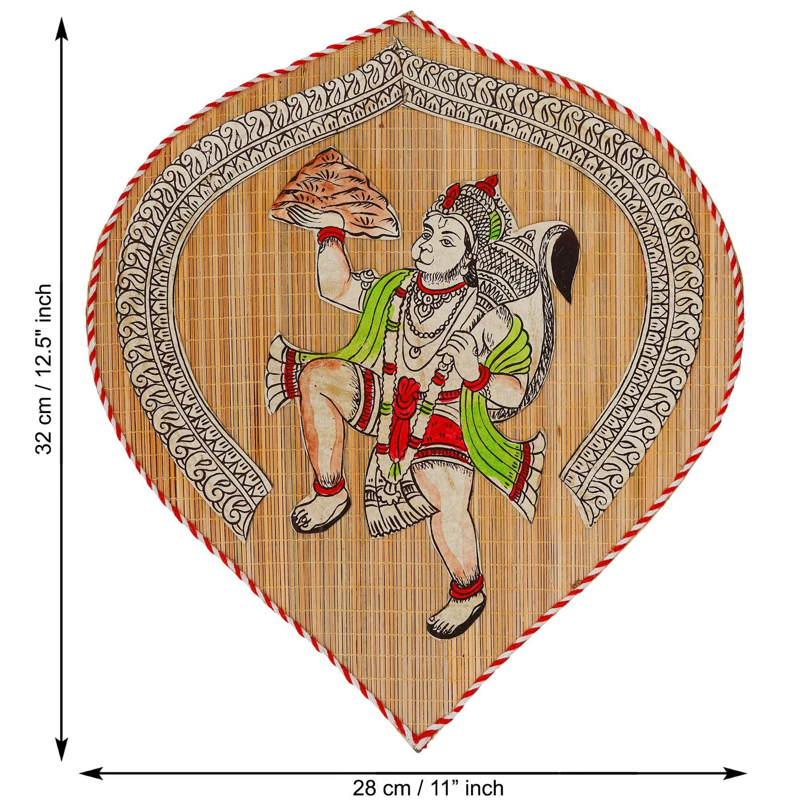 Bamboo Hand Crafted Leaf Design Wall Hangings Of Hanuman Ji For Home D?cor | Bamboo Art For Wall Decor - Image 2