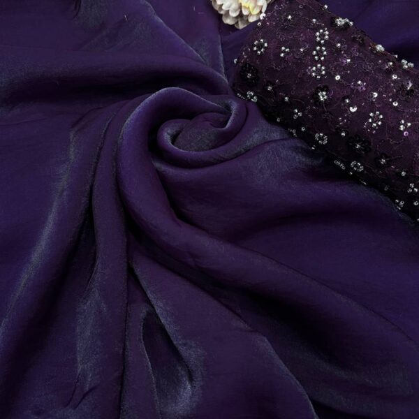 Women's Luxurious Deep Purple Tissue Silk Saree with Sequin-Embroidered Blouse Piece